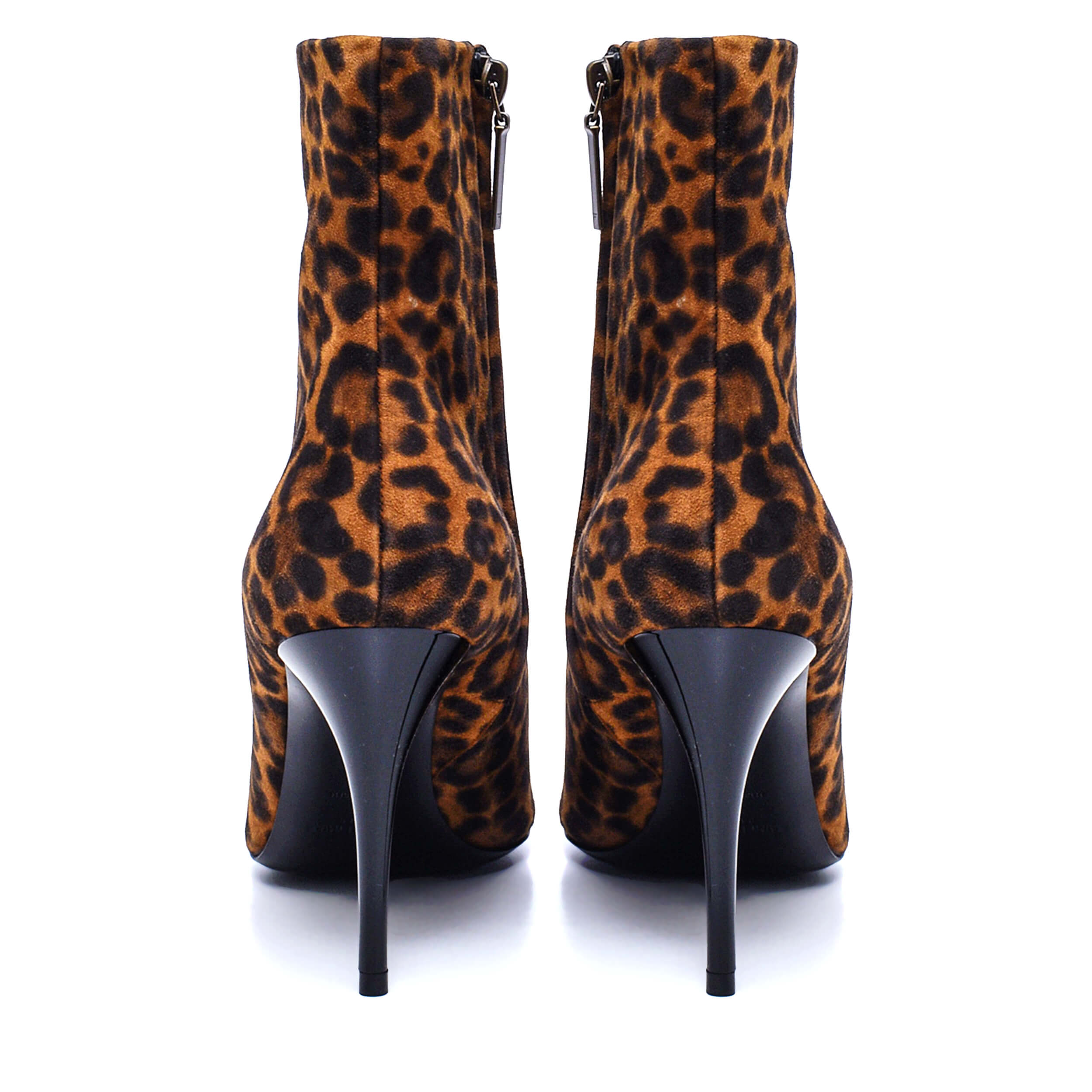 Saint Laurent - Leopard Print Suede Ankle Booties / 39